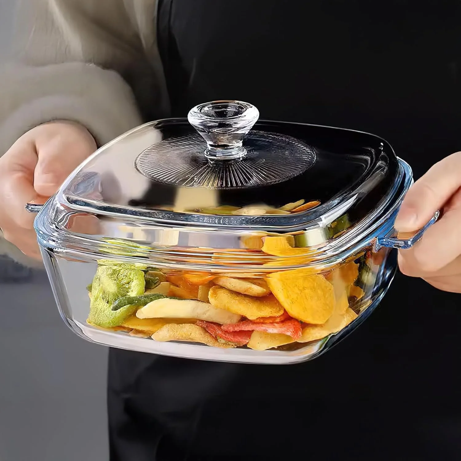 Набор форм для запекания стеклянных с крышкой 2 шт. квадратные 0,8 л и 1,5 л Прозрачные, фото №4 Набор форм для запекания стеклянных с крышкой 2 шт. квадратные 0,8 л и 1,5 л Прозрачные, фото №4