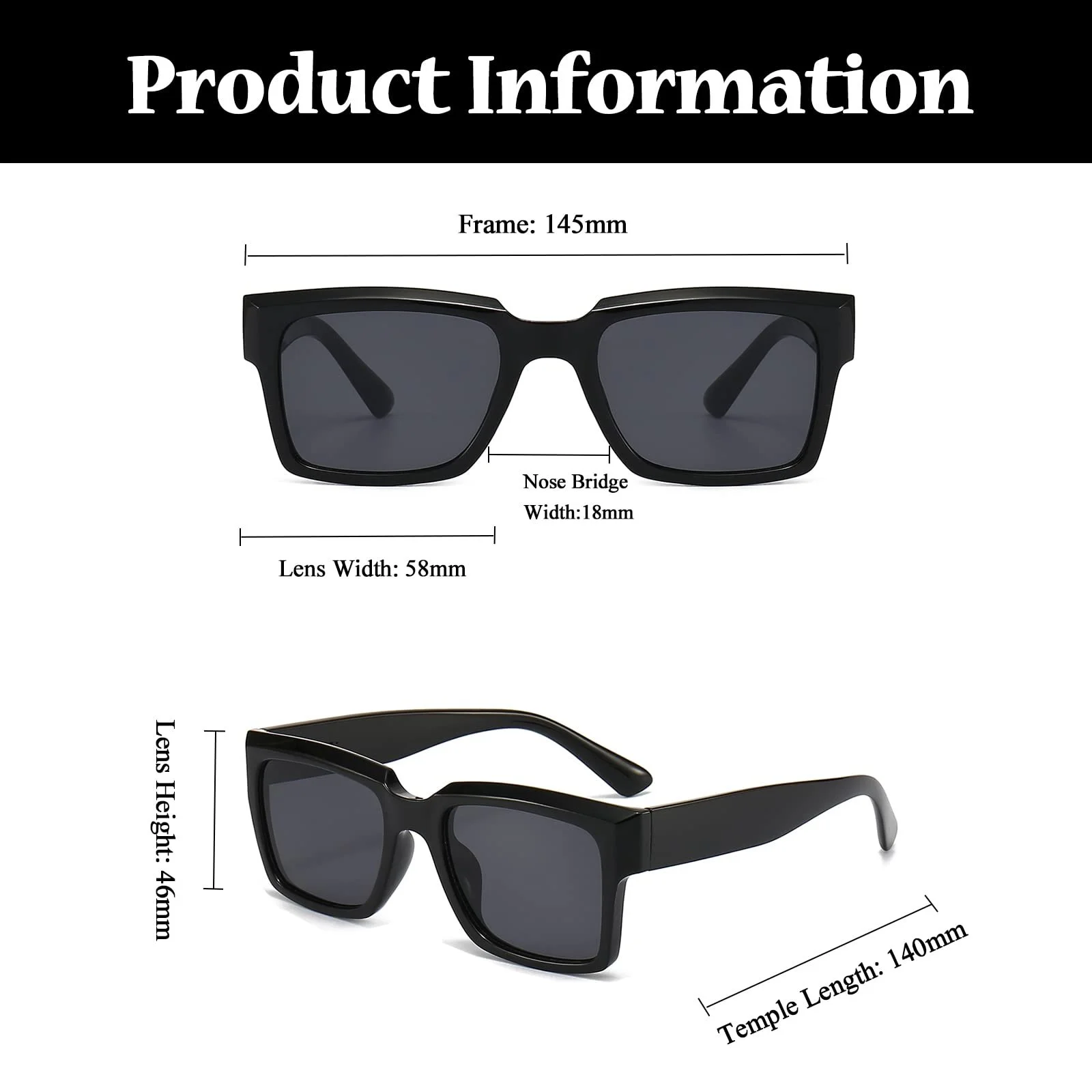 Вінтажні прямокутні сонцезахисні окуляри LJCZKA для чоловіків і жінок,  із захистом UV400, фото №3