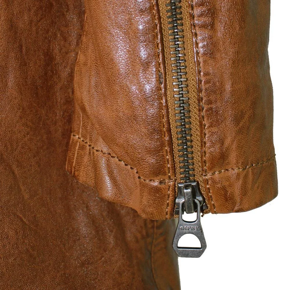 Шкіряне пальто Gipsy Lamb Nappa Cognac, фото №6