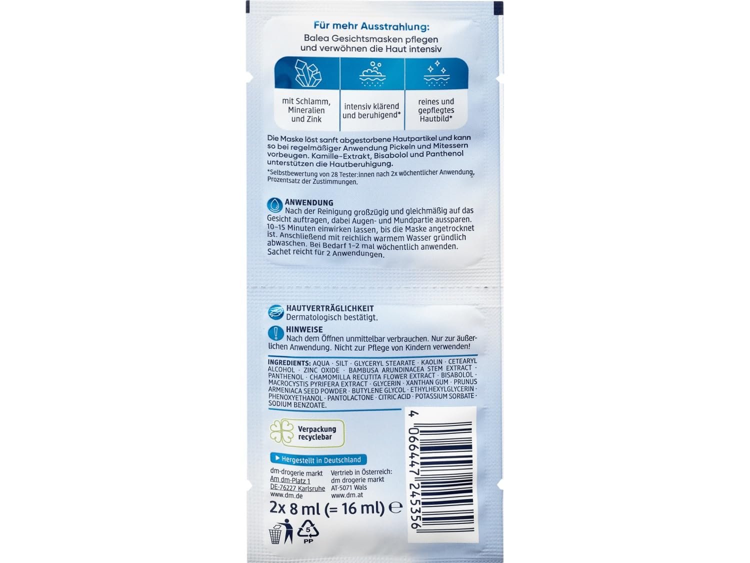 Набір масок Balea з 16 масок, набір зразків 8 різних масок для обличчя, гіалурон, вітамін C, фото №7