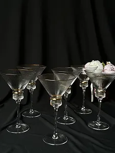 Бокали для коктейлів 6 шт з золотою оконтовкою - Фото 1