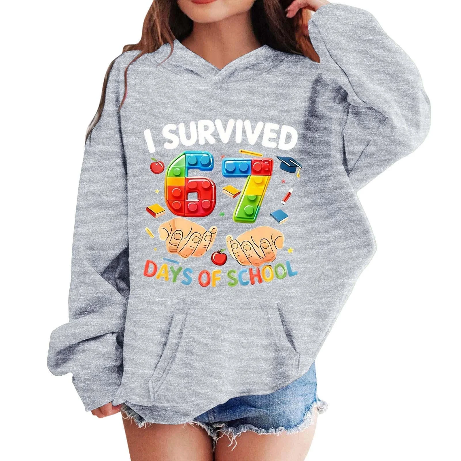 Худи с капюшоном 67 Six Seven Meme Y2K с длинными рукавами и принтами 67, повседневная толстовка, подростковый свитшот, модный джемпер для девушек и парней, фото №1