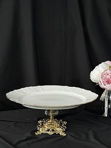 Блюдо порцеляна на золотій ніжці, 34х22 см Bernadotte - Фото 1