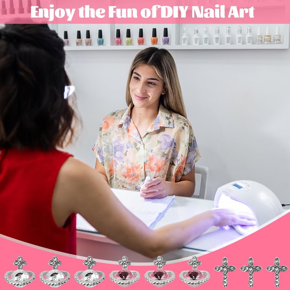 Прикраса для нігтів 3D Планета Сріблястий Білий Рожевий Набір аксесуарів, фото №7