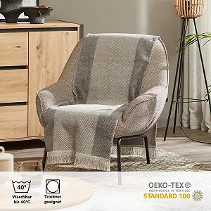 Накидка на крісло La Vida Сірий в смужку, 200 x 50 см synthetic.ua - Фото 1