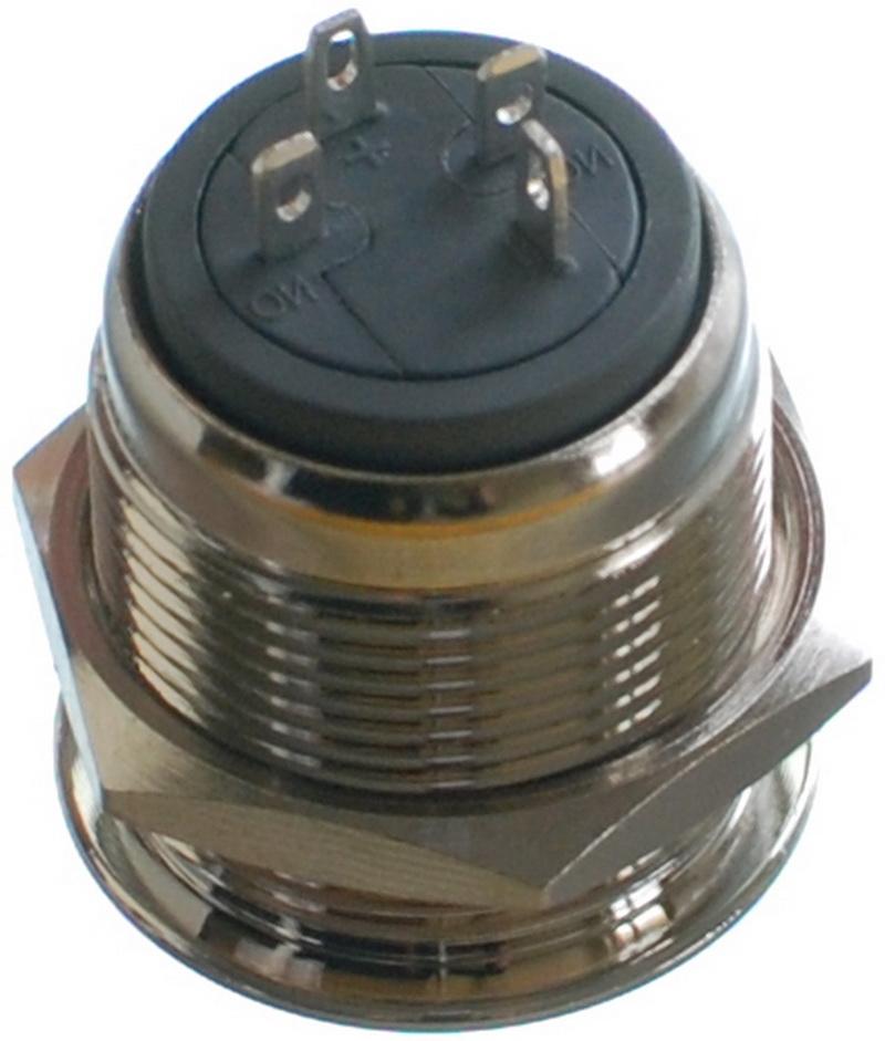 Кнопка антивандальна VJ Parts d22mm стрижка 19mm h23mm 2 положення 4 контакт індикація, фото №2