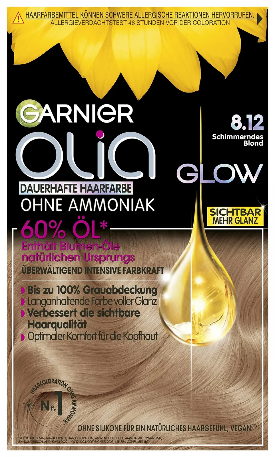 Фарба для волосся Garnier Olia Glow 8.12 Сяючий блонд, фото №1 Фарба для волосся Garnier Olia Glow 8.12 Сяючий блонд, фото №1