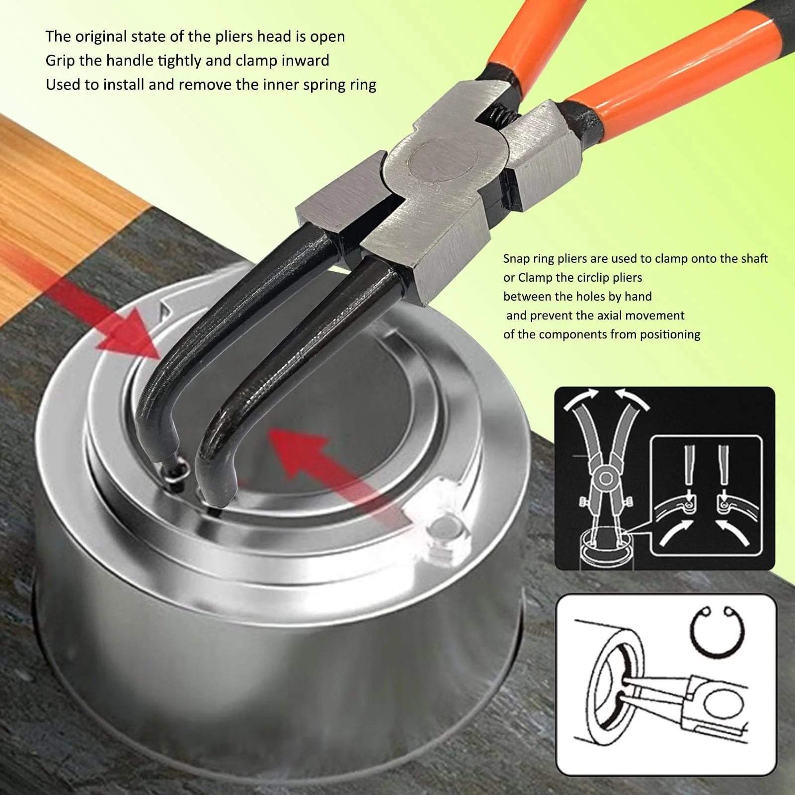 Круглогубцы для внутренних стопорных колец WEDO 9 дюймов, изогнутые, CR-V сталь, фото №3