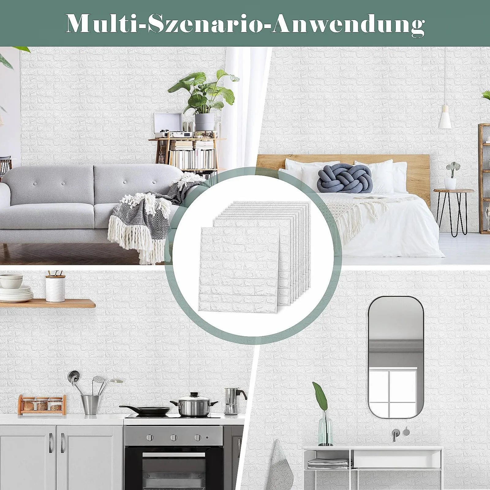 3D-шпалери AllRight Stone-Look Wall Panels Brick Wall Sticker 10 шт., фото №7