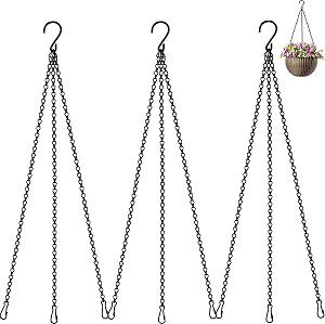 Ланцюги для підвісних кошиків Металеві з затискачами 50 см 3 шт. Чорні - Фото 1