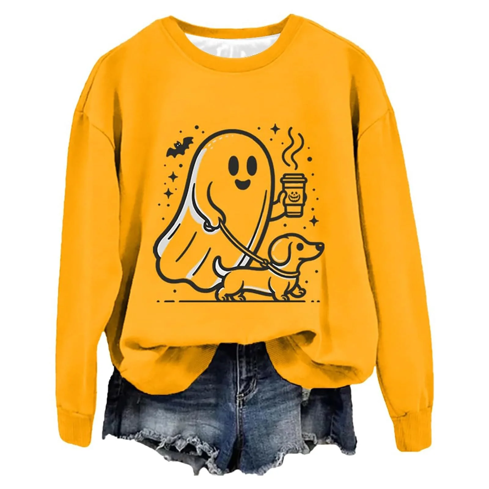 Костюм на Хэллоуин для взрослых Женский Милый свитшот с привидениями с длинными рукавами Пуловер Футболка с тыквой Страшные костюмы на Хэллоуин, фото №2 Костюм на Хэллоуин для взрослых Женский Милый свитшот с привидениями с длинными рукавами Пуловер Футболка с тыквой Страшные костюмы на Хэллоуин, фото №2