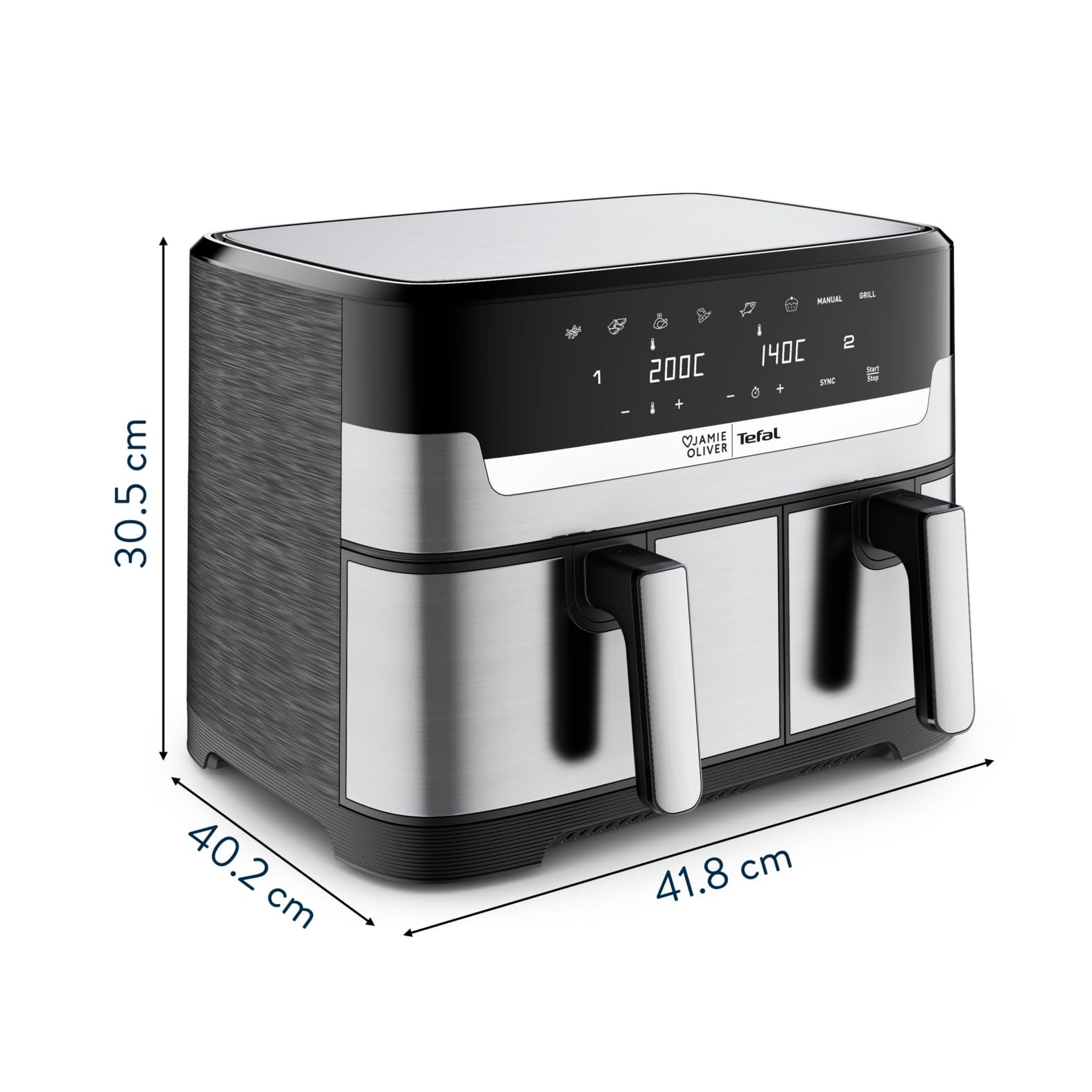 Мультипечь Jamie Oliver by Tefal Dual Drawer EY90JDE1 8.3 л 2 камеры функция гриля 8 программ черная, фото №9 Мультипечь Jamie Oliver by Tefal Dual Drawer EY90JDE1 8.3 л 2 камеры функция гриля 8 программ черная, фото №9