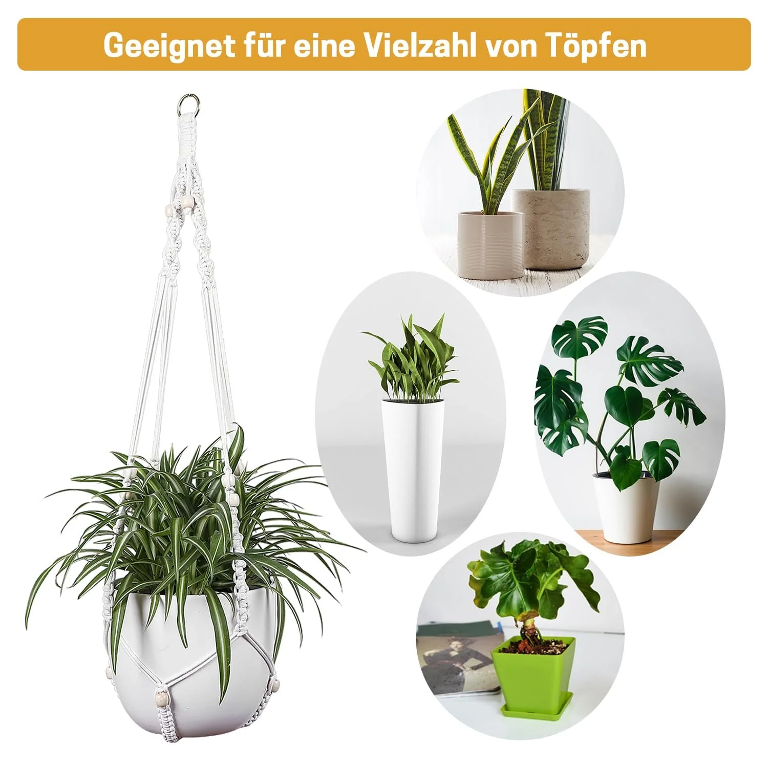 Подвесной держатель для растений макраме 2 шт 88 см хлопковый, фото №5