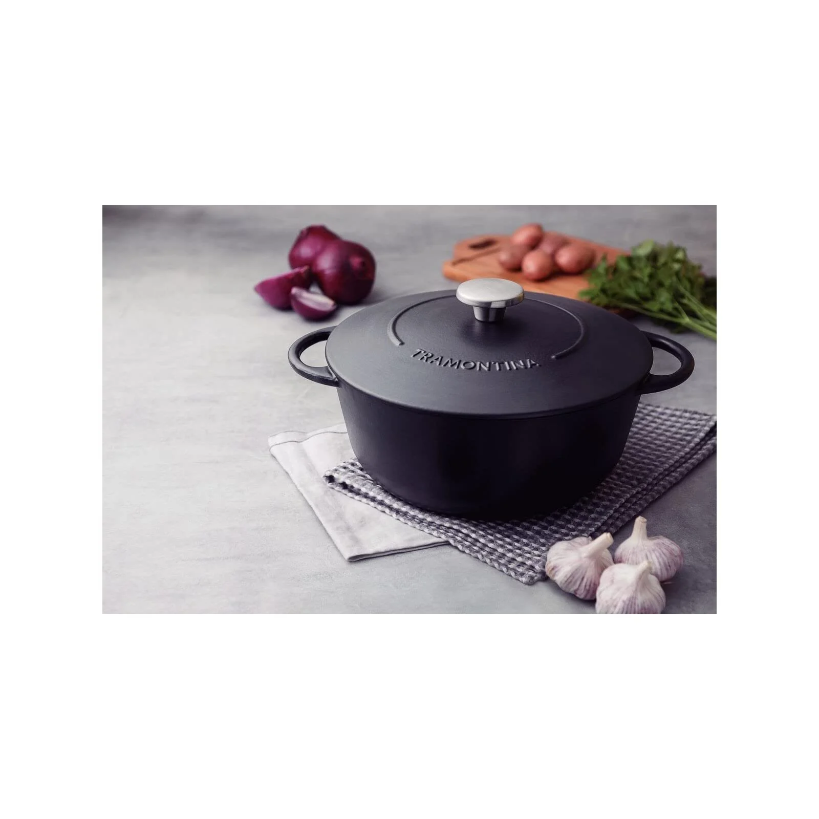 Жаровня Tramontina TRENTO Чугунная С крышкой 28 см 6 л Антипригарное покрытие Индукция, фото №3