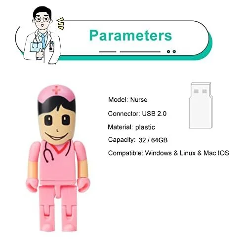 USB Flash Drive Cartoon Nurse Model USB 2.0 32 GB Pink, фото №6 USB Flash Drive Cartoon Nurse Model USB 2.0 32 GB Pink, фото №6