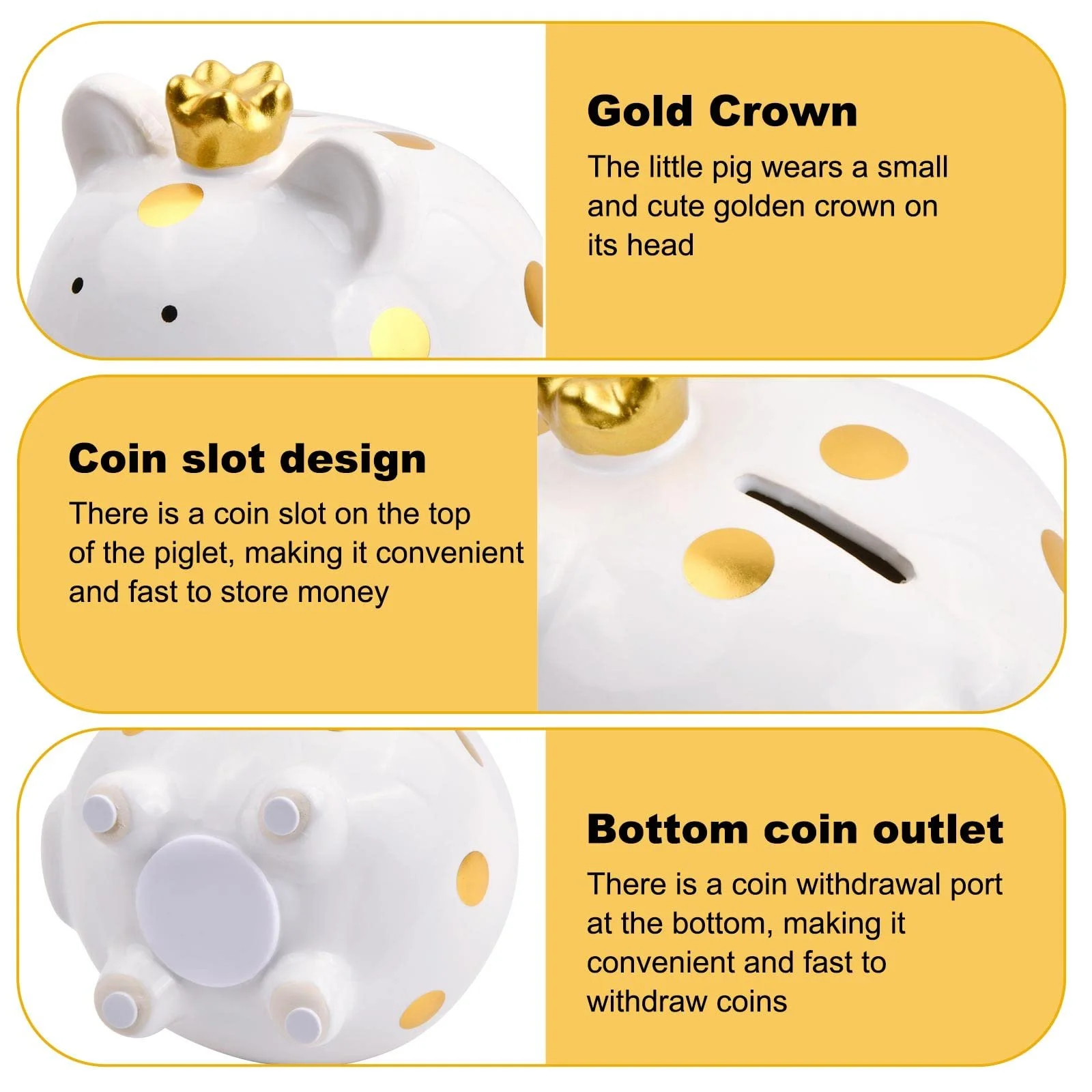 Скарбничка Біле Порося Керамічна Lucky Pig, фото №3