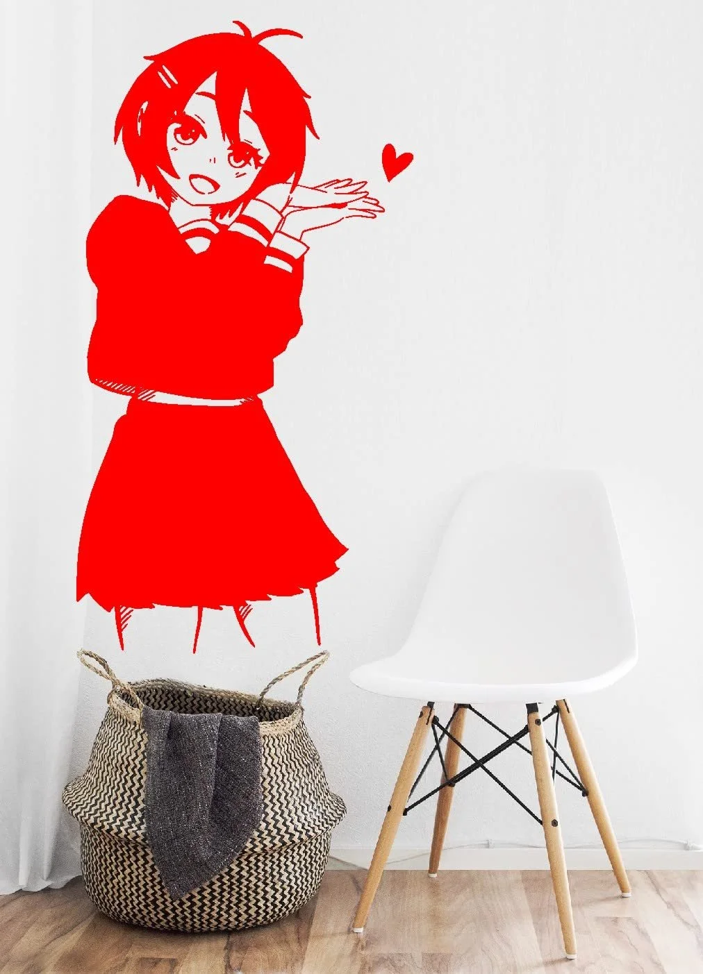 Наклейка на стену Manga Girl Anime Girl 1130 мм x 600 мм Черный, фото №2