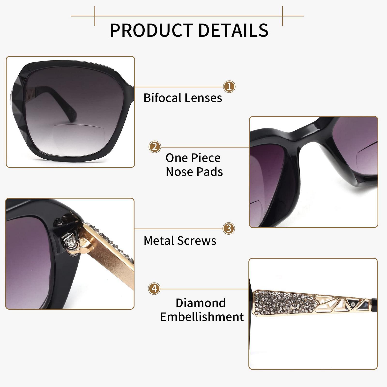 Сонцезахисні окуляри для читання JM Bifocal, великі лінзи для читання від сонця для жінок із захистом від ультрафіолету для використання на вулиці, фото №4 Сонцезахисні окуляри для читання JM Bifocal, великі лінзи для читання від сонця для жінок із захистом від ультрафіолету для використання на вулиці, фото №4