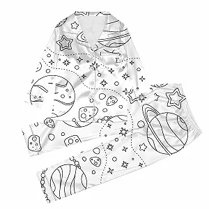 Піжама для розфарбовування дитяча DIY білий мультяшний принт - Фото 1