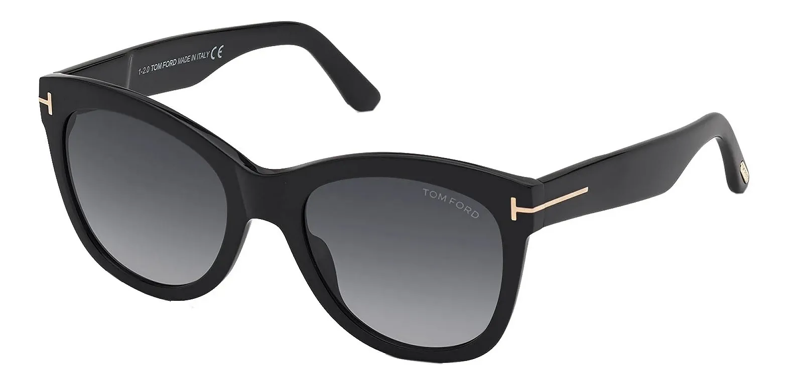 Солнцезащитные очки Tom Ford WALLACE FT 0870 SHINY BLACK/GREY SHADED 54/20/140, черные, фото №1