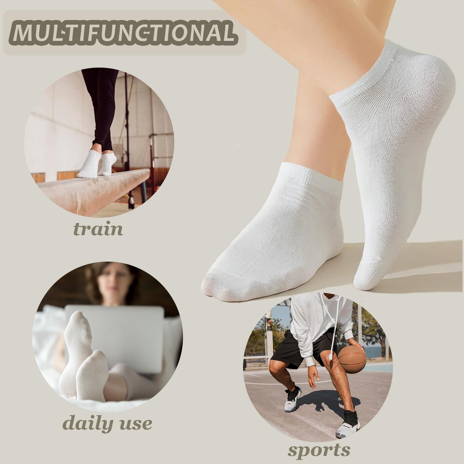 Носки KEYRI Спортивные 6 пар, носки для кроссовок, женские, низкие, унисекс, повседневные, дышащие, размер 36-40, один размер, фото №4