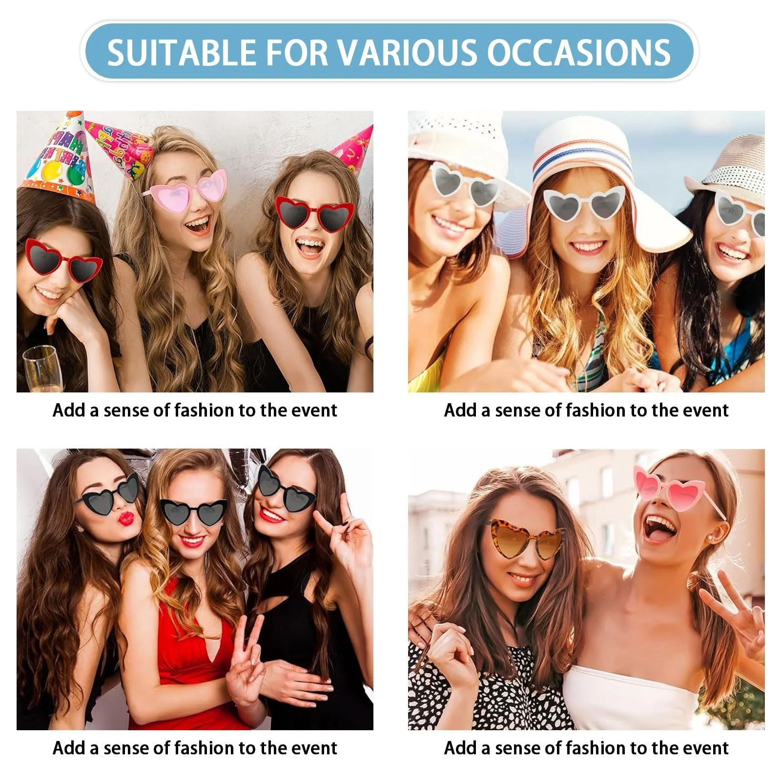 Сонцезахисні окуляри Ajuanbazha у формі серця, 6 шт., фото №3