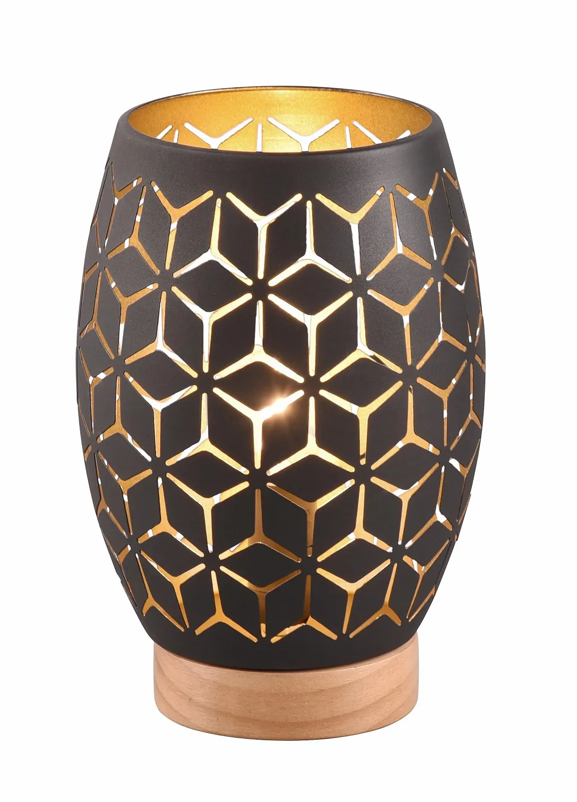 Настільна лампа Reality Leuchten Bidar R51571080 E27 Black Matt Wood Natural, фото №1