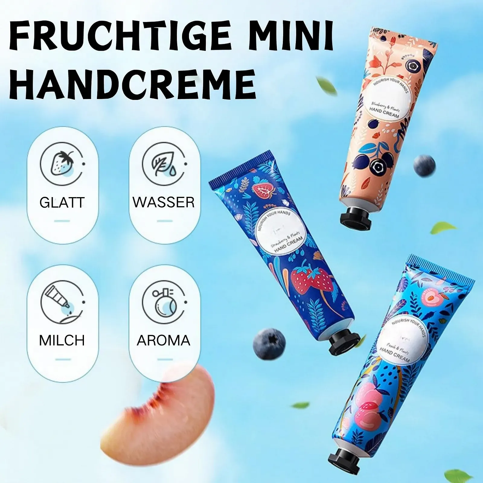Набор кремов для рук Фруктовый 5 шт. Клубника, Персик, Черника 30 г, фото №2
