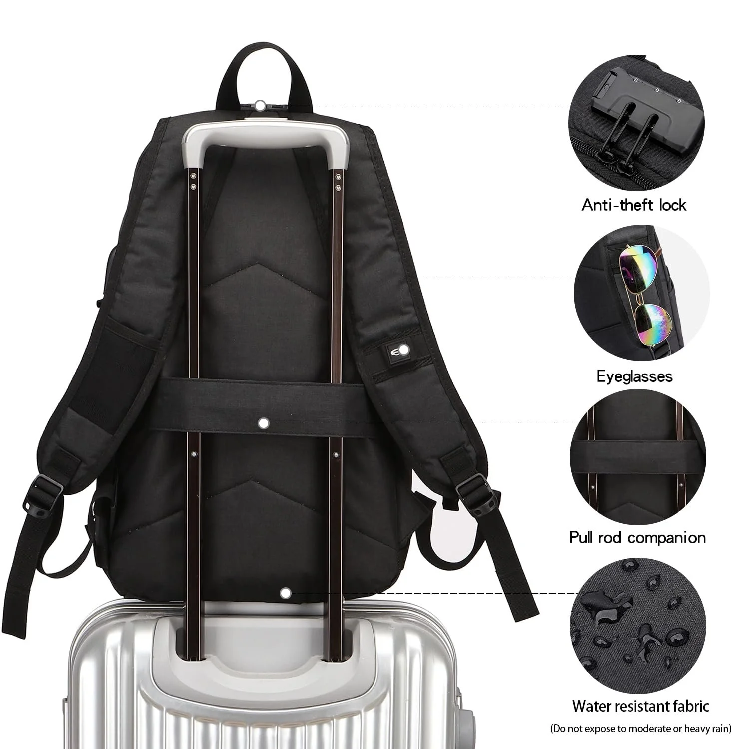 Рюкзак для ноутбука WENIG 15.6 Inch Anti-Theft USB Waterproof Black, фото №5 Рюкзак для ноутбука WENIG 15.6 Inch Anti-Theft USB Waterproof Black, фото №5
