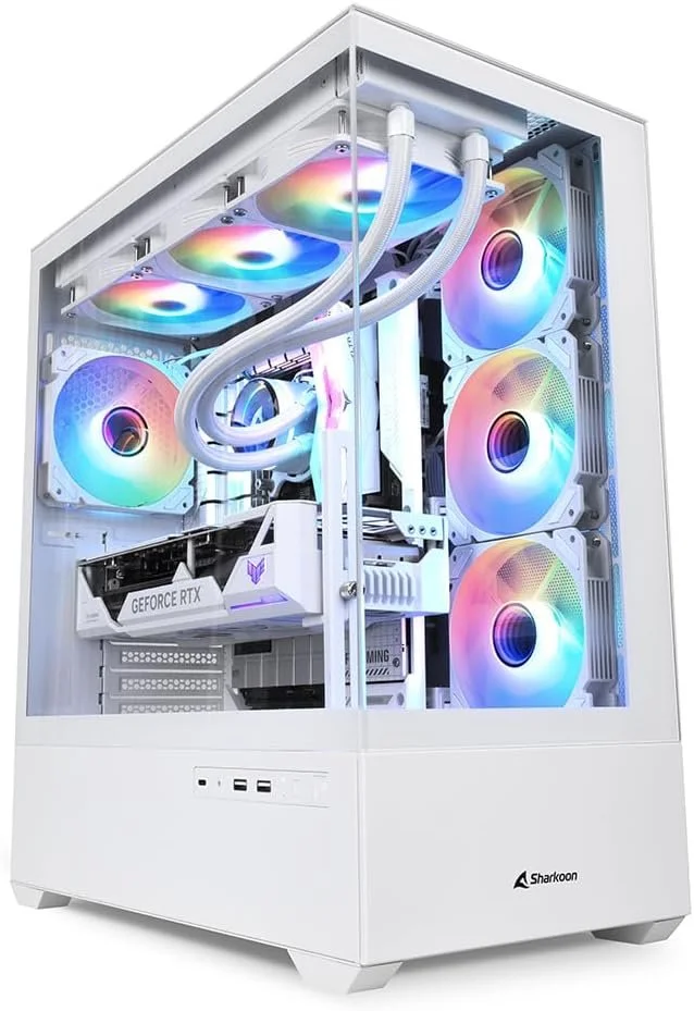 Корпус для ПК Sharkoon AK6 RGB White / Безшовне скло 270° / підтримка BTF / Без БЖ / Білий, фото №1 Корпус для ПК Sharkoon AK6 RGB White / Безшовне скло 270° / підтримка BTF / Без БЖ / Білий, фото №1