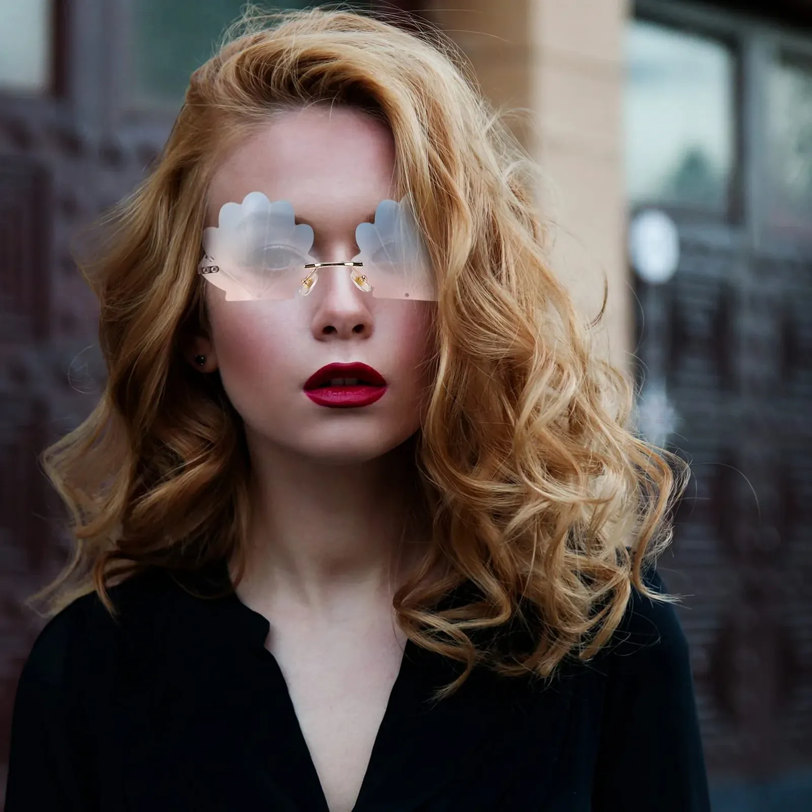 Солнцезащитные очки Toddmomy в форме раковины без оправы, фото №2