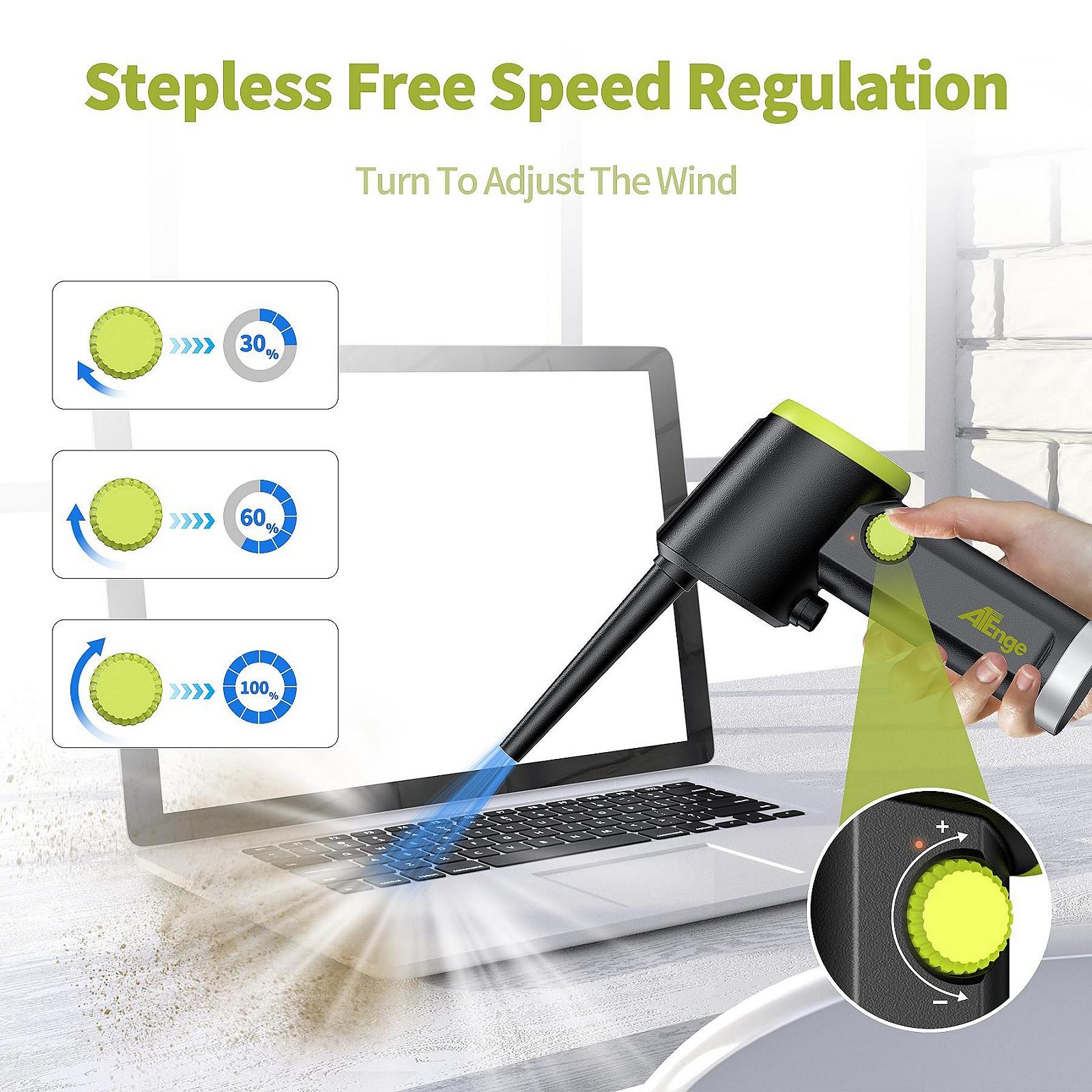Электрическая воздуходувка ATEngeus 41000 RPM Беспроводная Портативная с USB-кабелем и щеткой для чистки, фото №4