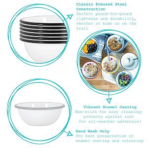 Миска эмалированная Argon Tableware белая 16 см, синяя, набор 6 штук synthetic.ua - Фото 1