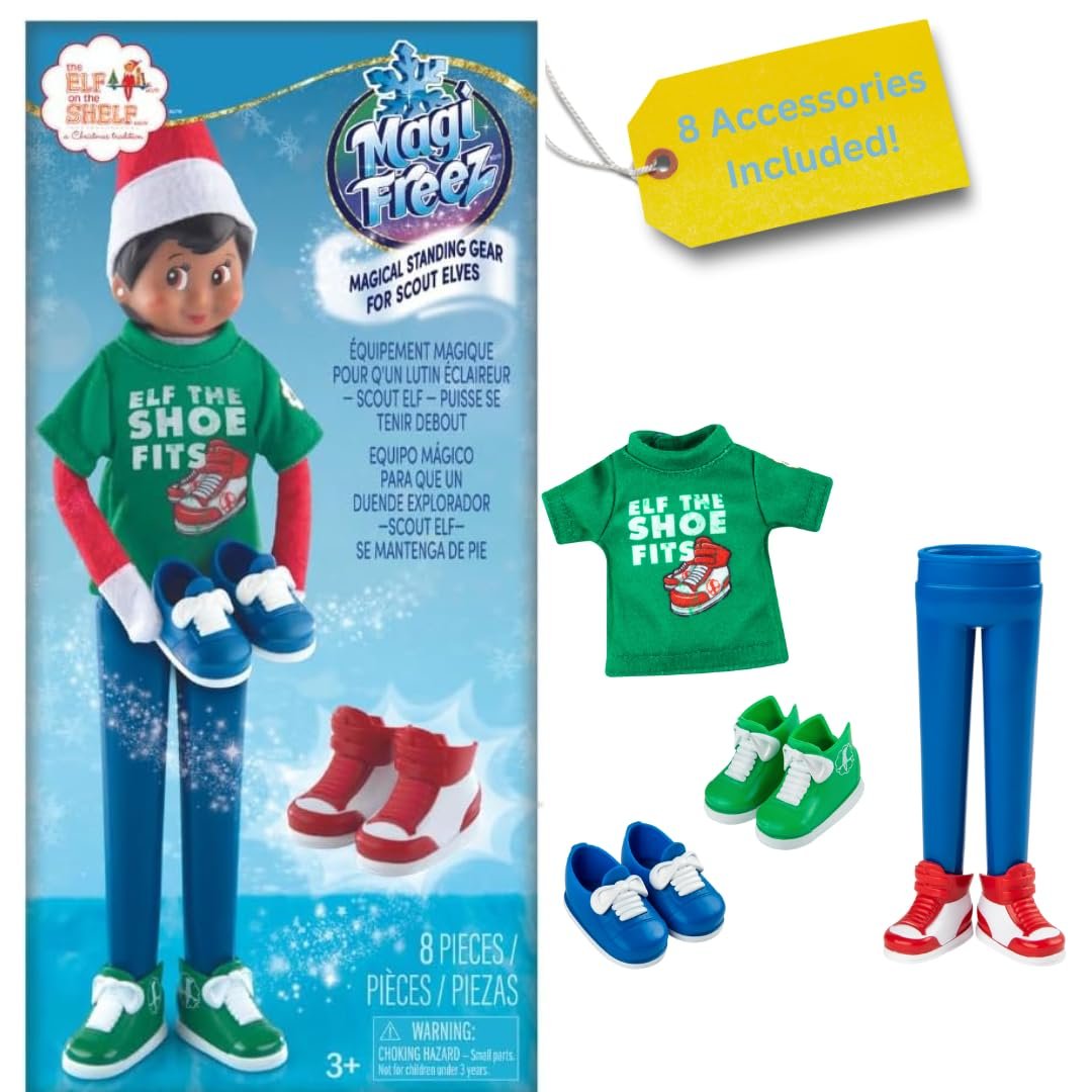 Одяг The Elf on The Shelf MagiFreez Cool Sneaker Set з футболкою та 3 парами кросівок для помічника ельфа, фото №2 Одяг The Elf on The Shelf MagiFreez Cool Sneaker Set з футболкою та 3 парами кросівок для помічника ельфа, фото №2