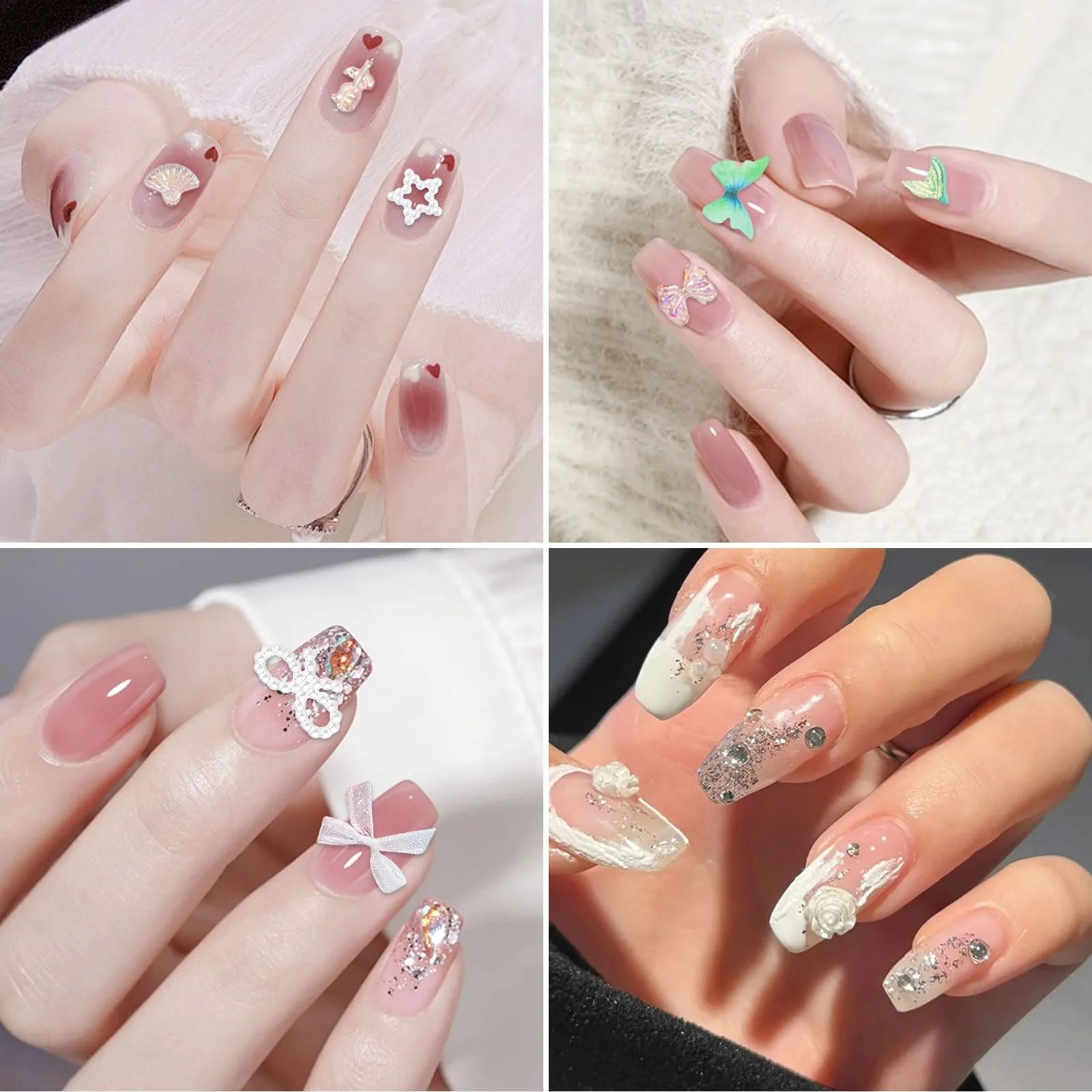 3D Підвіски для нігтів 4 коробки Бантик Метелик Квітка для дизайну, фото №4