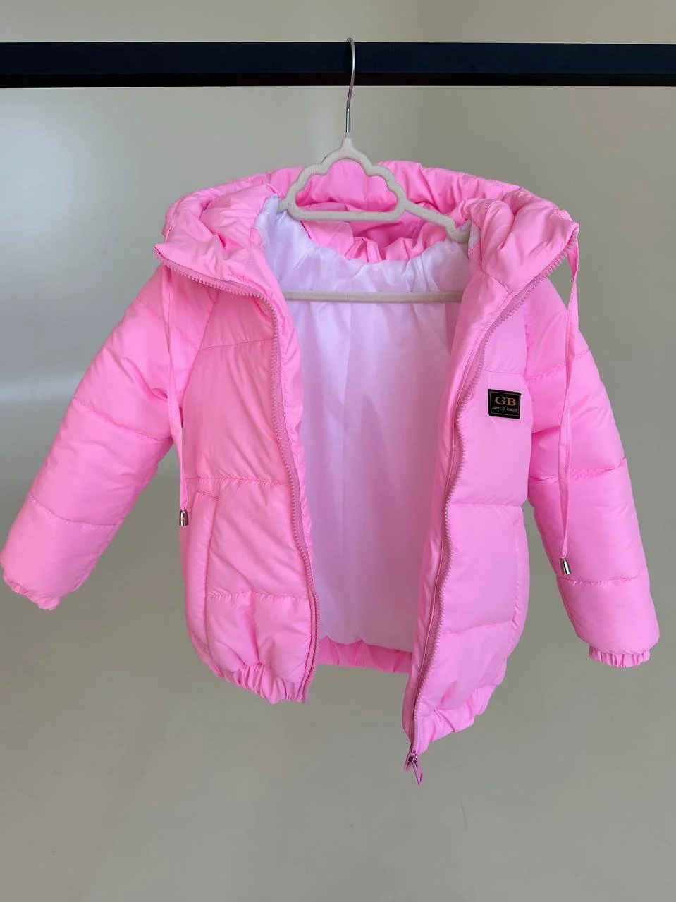 Дитяча демісезонна курточка з капюшоном від 74 до 158 розмір, весна/осінь рожева, фото №2