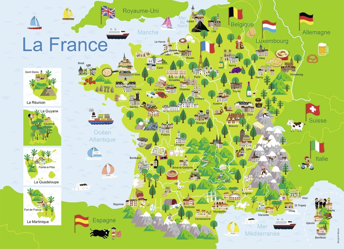 Пазл Nathan 86732 Map of France 100 деталей, фото №8