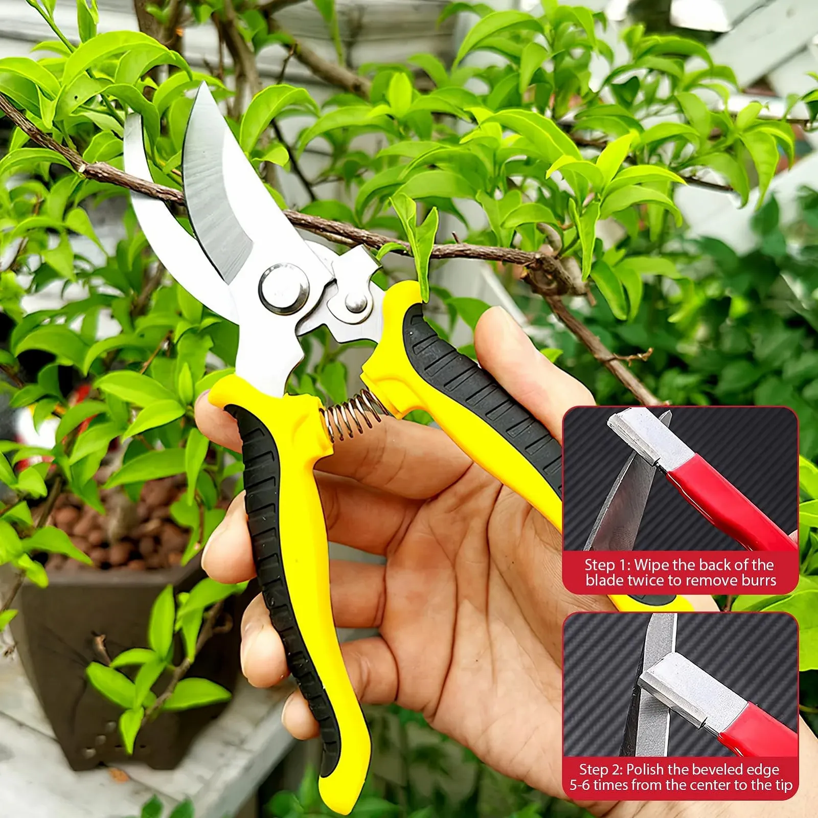 Точилка для садових інструментів MARC 2 шт. портативна вольфрамова сталь для секаторів та ножиць Червона, фото №6