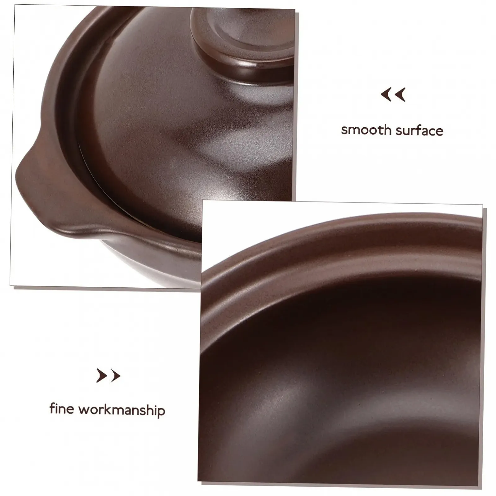 Кастрюля-керамическая VALICLUD с крышкой термостойкая антипригарная коричневая, фото №8