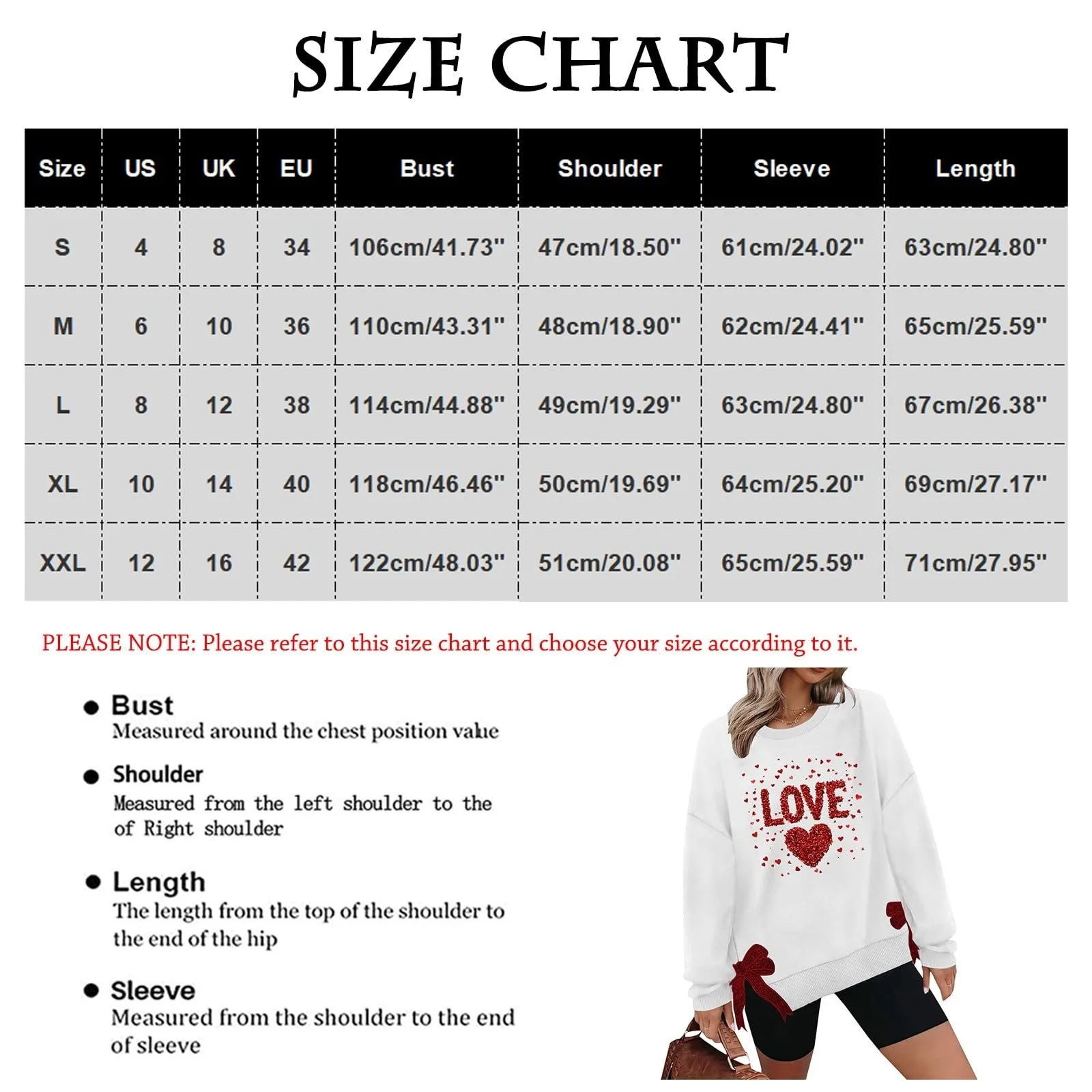 Женский свитшот с круглым вырезом, длинными рукавами, принтом в виде сердца, повседневный, ко Дню святого Валентина, с бантом сбоку, фото №5