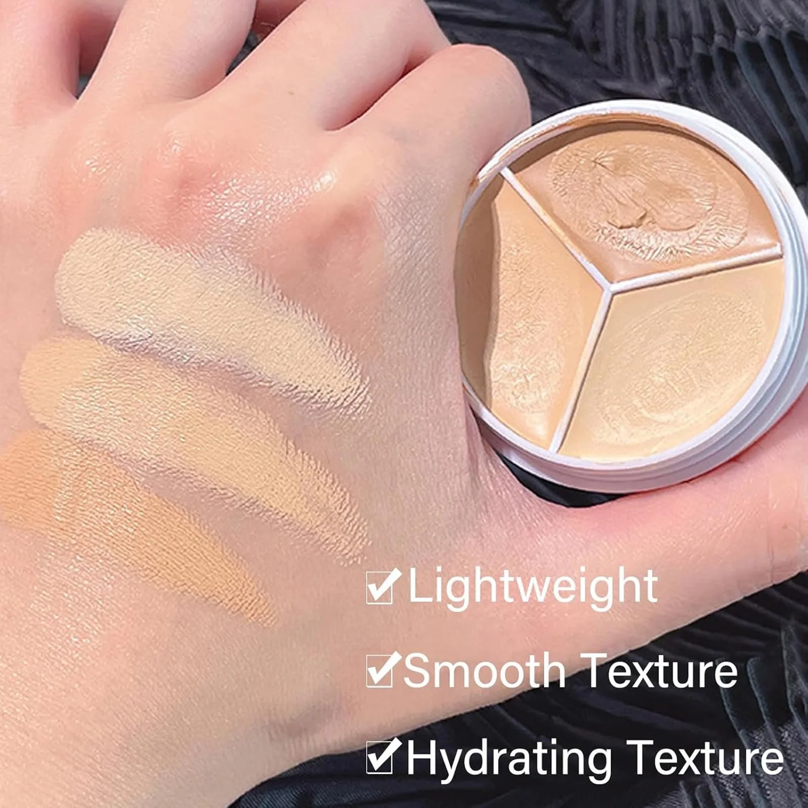 Палетка консилеров 3 цвета, корректирующий консилер 3 в 1 для макияжа, чтобы скрыть тени и пятна, корректирует и маскирует темные круги и пятна, с кистью, фото №3