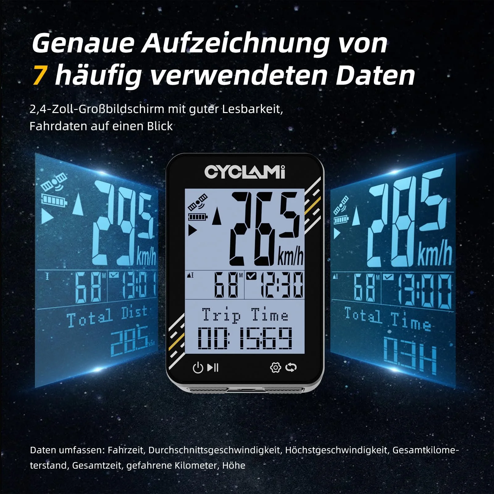 Велокомпьютер беспроводной CYCLAMI 5-Satellite GPS 2.4 дюйма IPX7, фото №3