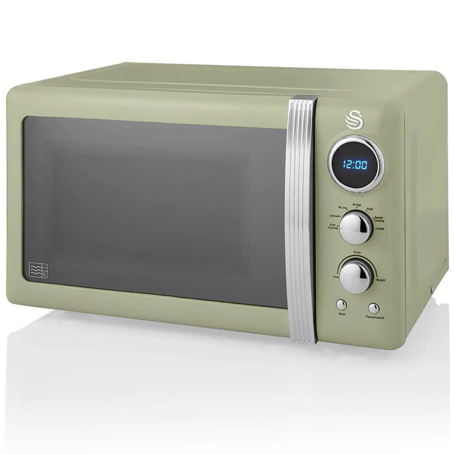 Цифровая микроволновая печь Swan Retro SM22030GNEU 20 л 5 уровней мощности таймер 60 минут поворотный стол 27 см 800 Вт Зеленая, фото №1 Цифровая микроволновая печь Swan Retro SM22030GNEU 20 л 5 уровней мощности таймер 60 минут поворотный стол 27 см 800 Вт Зеленая, фото №1