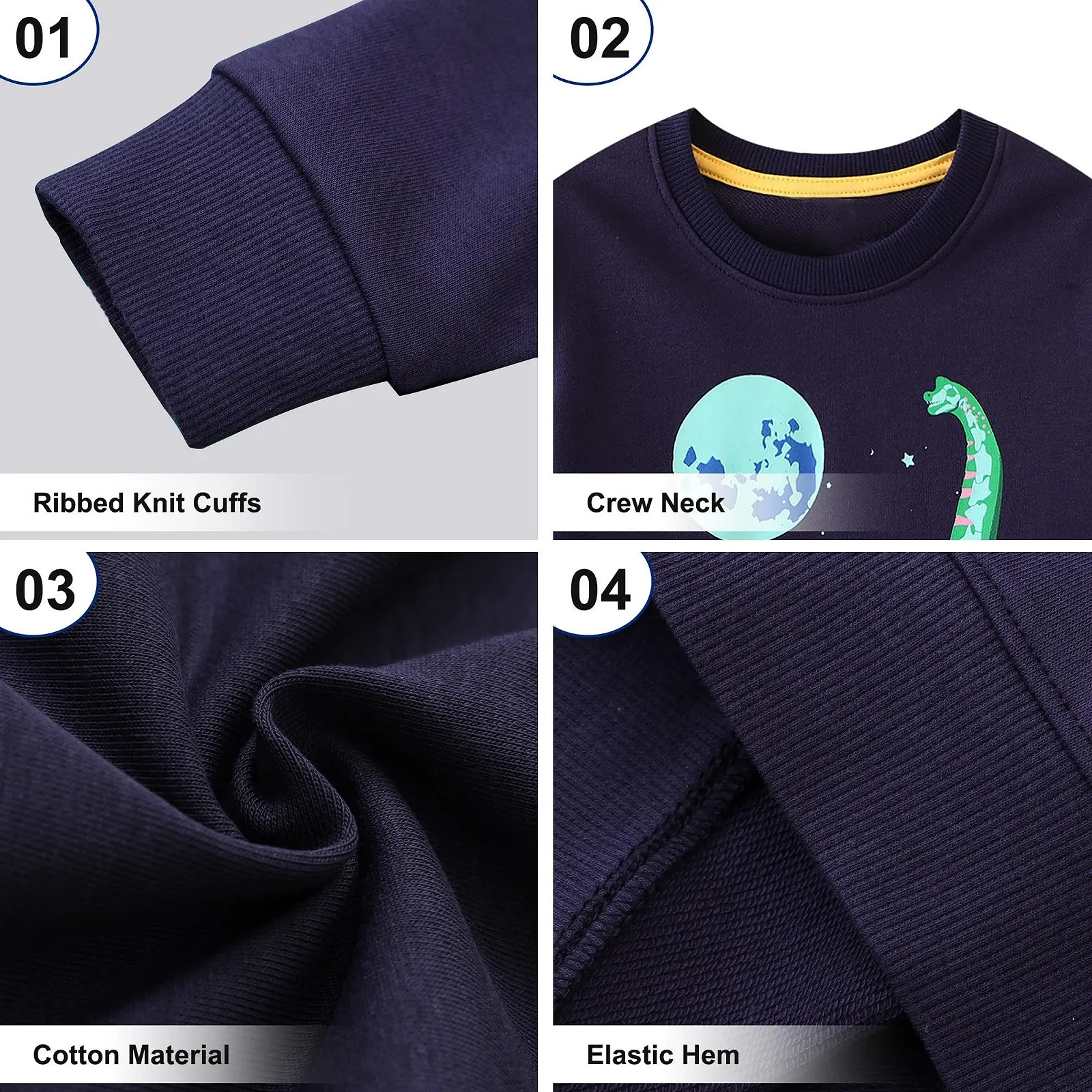 Свитшот Hoseay для мальчиков, светящийся в темноте, хлопковый пуловер, детская толстовка с динозавром, рубашка с длинными рукавами, мягкая активная одежда, уличная одежда, верхняя одежда на Хэллоуин, 2-7 лет, размер 92-122, фото №3