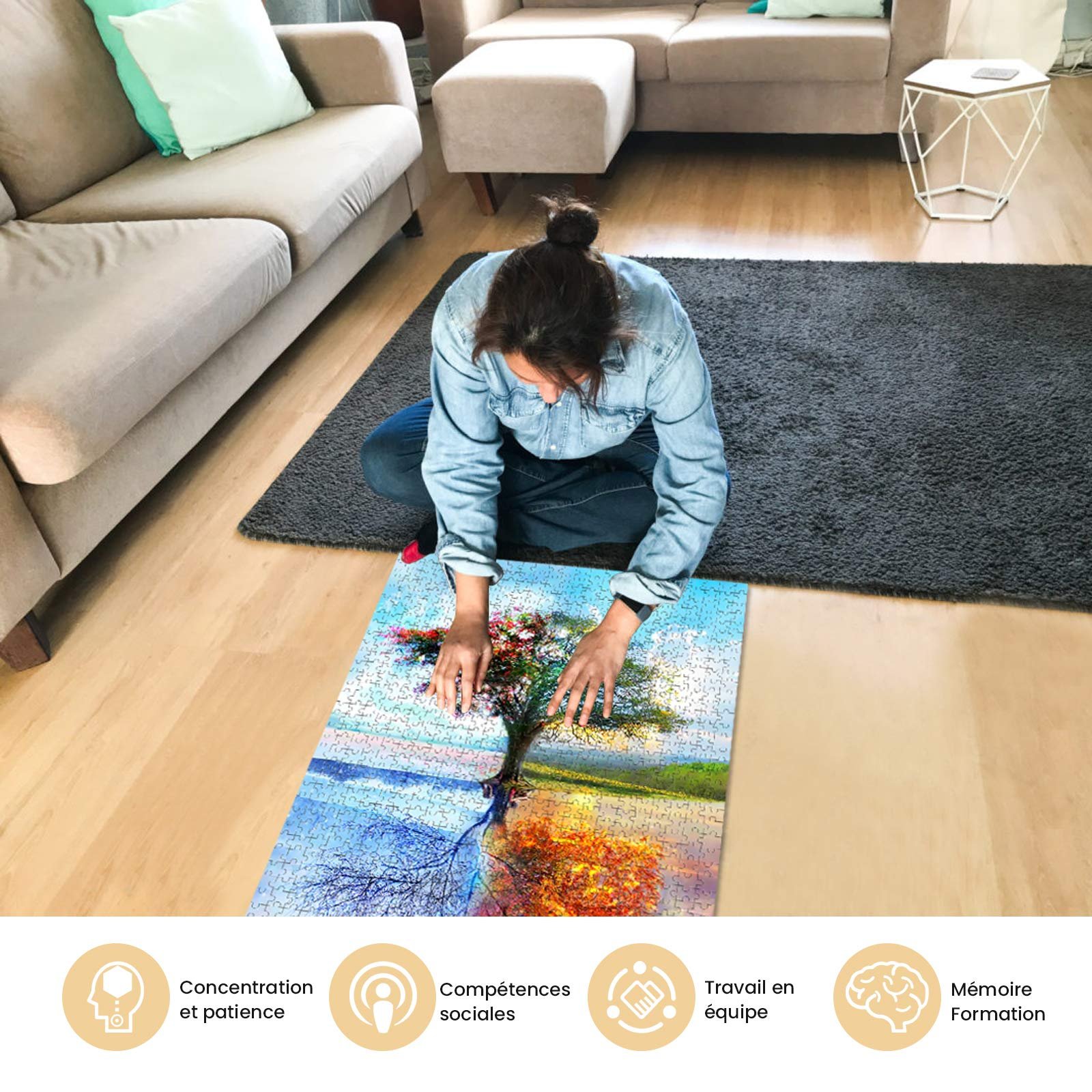 Деревянный пазл najiaxiaowu 4 Seasons Tree 1000 деталей 75 x 50 см от 12 лет, фото №5