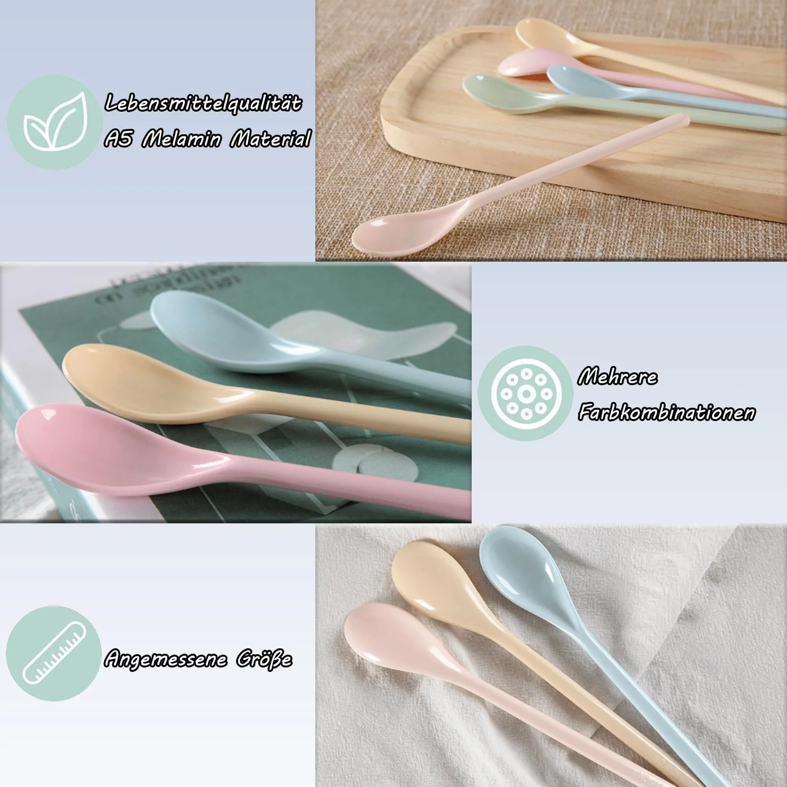 Ложка Пластик Набір з 5 штук Різнокольоровий, фото №5