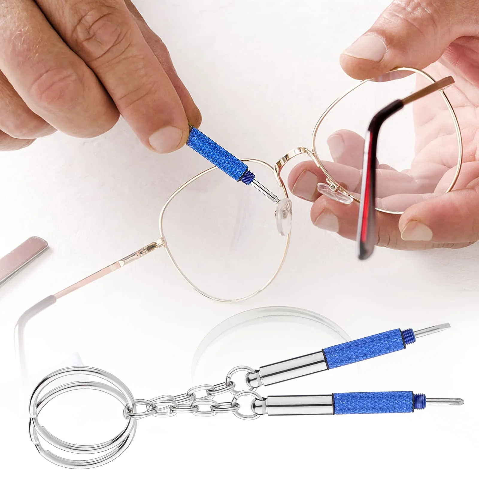 Набір міні-викруток для окулярів 3-в-1 Брелок 2 шт. Нержавіюча сталь, фото №5