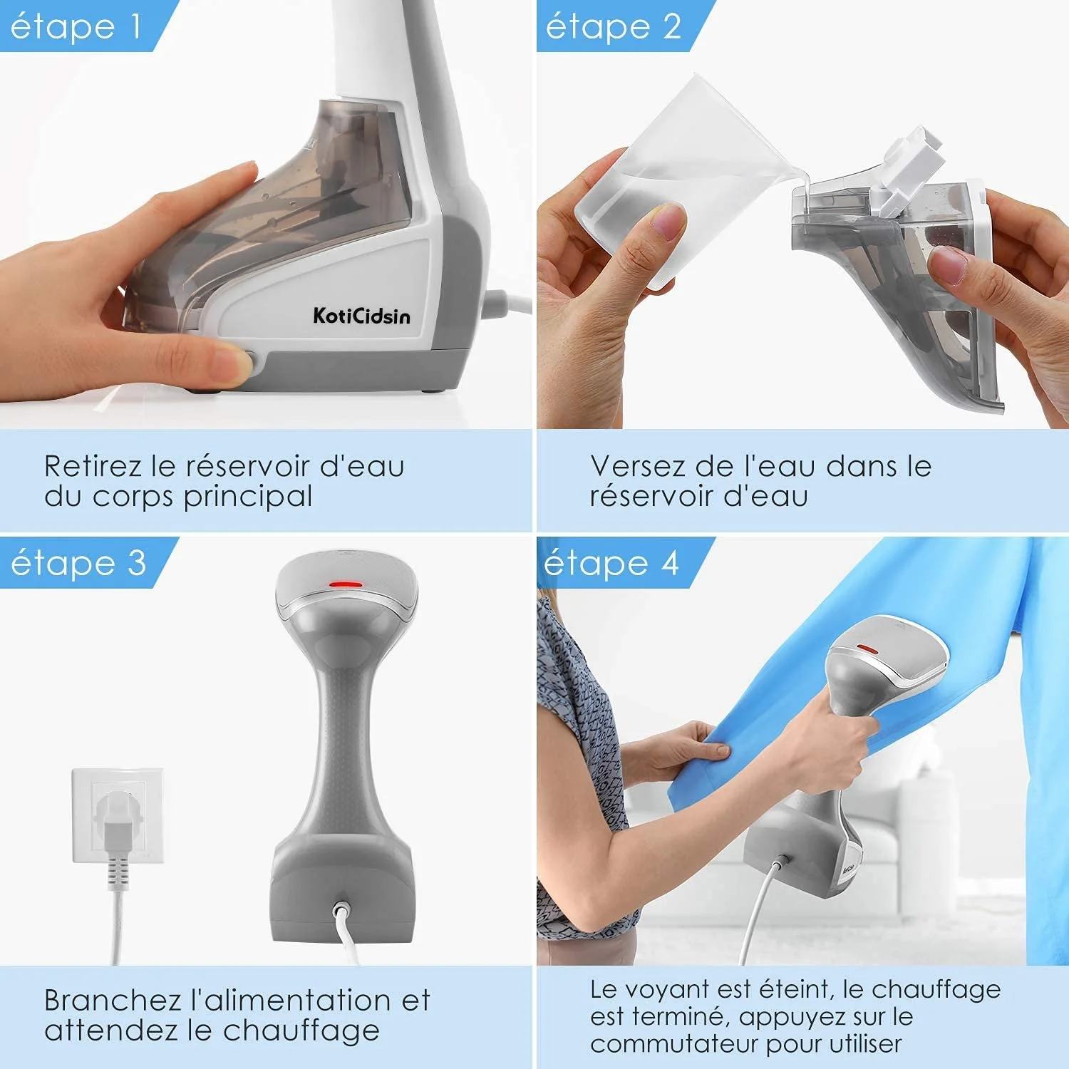 Вертикальный отпариватель KotiCidsin 20 г/мин 160 мл Серый/Белый, фото №4