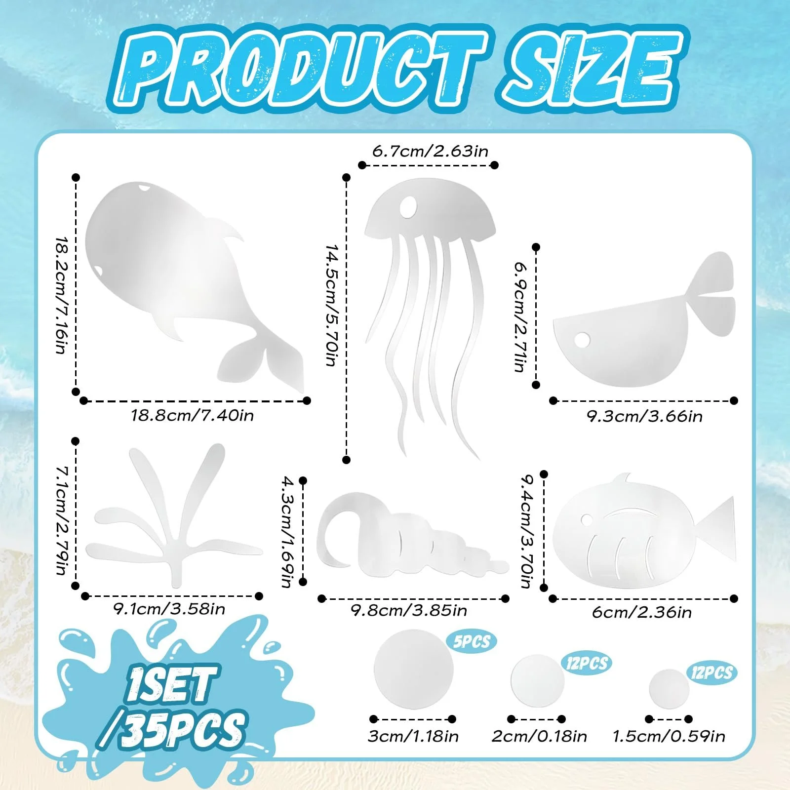 Наклейка на стіну 3D Акрилова Рибки та бульбашки Дзеркальна Срібляста, фото №2 Наклейка на стіну 3D Акрилова Рибки та бульбашки Дзеркальна Срібляста, фото №2