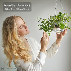 Підвісний горщик для квітів SCANDINORDICA Disco Ball дзеркальний 15 см сріблястий synthetic.ua - Фото 1
